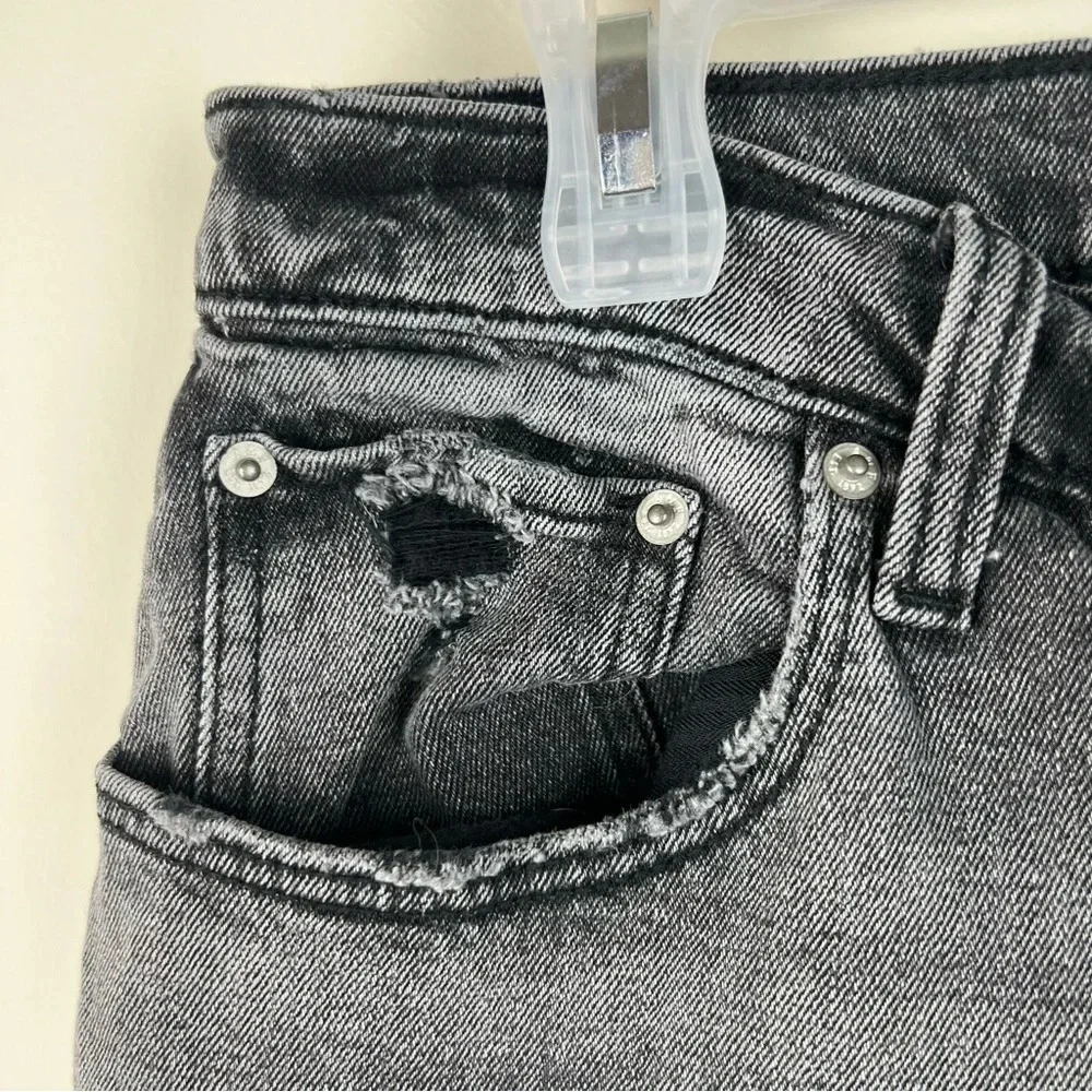 Abercrombie & Fitch Grey Ankle Straight Ultra High Rise Ripped Gray 14 Faded
